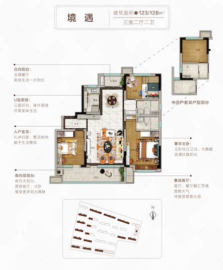 碧桂園翡翠天境境遇戶(hù)型 三室兩廳兩衛(wèi) 建面125㎡