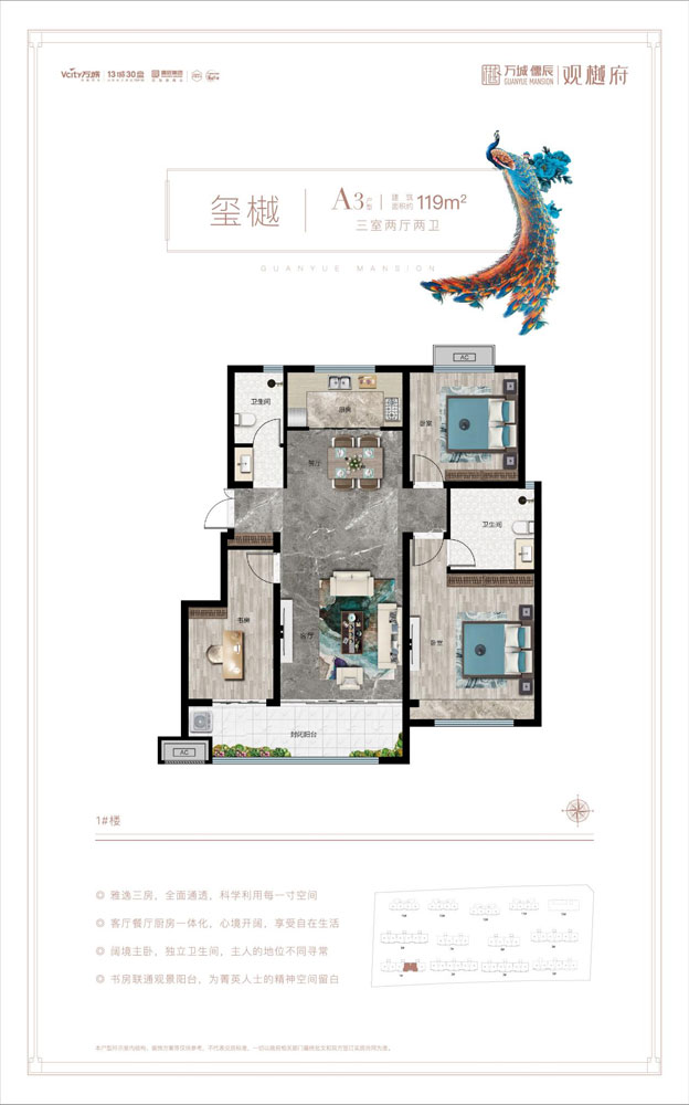 萬(wàn)城儒辰觀樾府A3戶型 建面119㎡