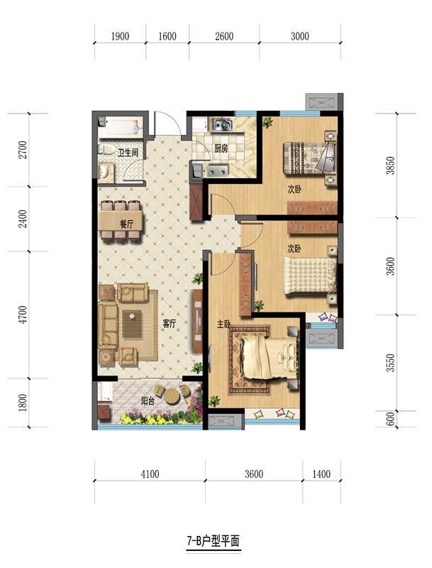 開元·陽光水岸 7-B戶型平面