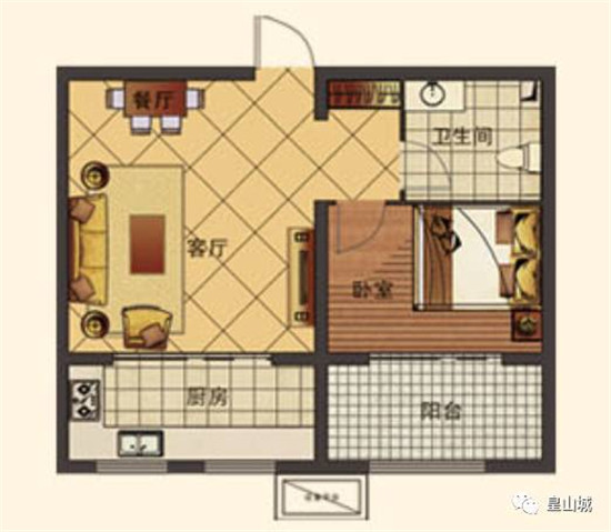 E2建筑面積約50㎡一室一廳一衛(wèi)