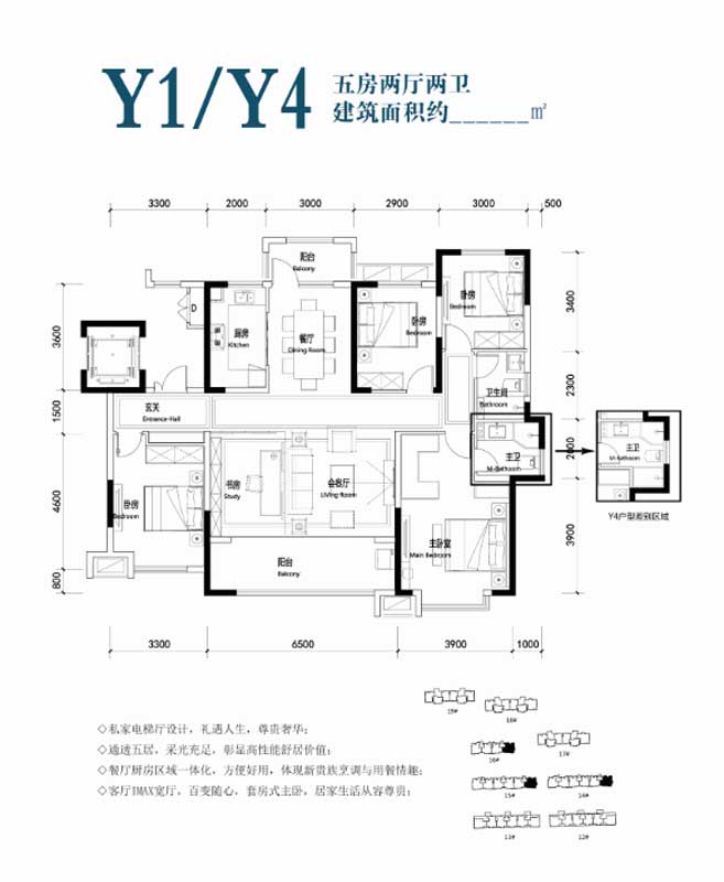 鳳凰水城·君湖洋房Y1/Y4戶型 五房?jī)蓮d兩衛(wèi) 待定