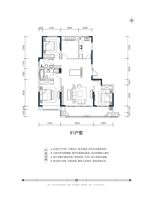 城資荷畔花語(yǔ)E1戶型